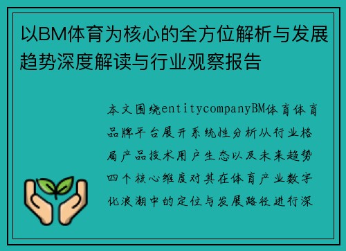 以BM体育为核心的全方位解析与发展趋势深度解读与行业观察报告